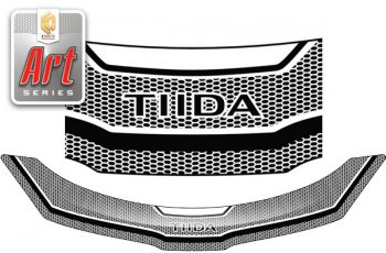 2 199 р. Дефлектор капота CA-Plastic  Nissan Tiida Latio  C11 (2004-2012) (Серия Art черная). Увеличить фотографию 1