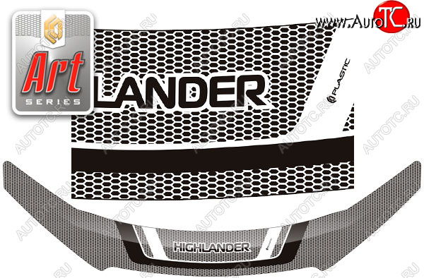 2 299 р. Дефлектор капота CA-Plastic  Toyota Highlander  XU50 (2013-2020) (Серия Art черная)