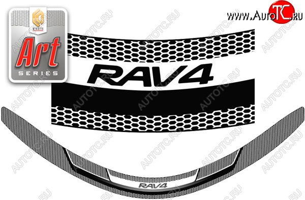 2 059 р. Дефлектор капота CA-Plastic  Toyota RAV4  XA40 (2015-2019) (Серия Art черная)