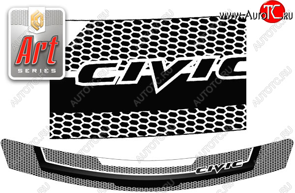 1 899 р. Дефлектор капота CA-Plastic  Honda Civic  8 (2005-2011) (Серия Art серебро)