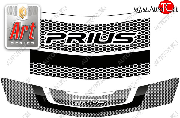 1 989 р. Дефлектор капота (правый руль) CA-Plastic  Toyota Prius  XW20 (2003-2011) (Серия Art серебро)