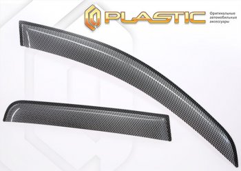 2 299 р. Дефлектора окон CA-Plastic  Nissan Wingroad  3 Y12 (2005-2018) (шелкография карбон-серебро). Увеличить фотографию 1