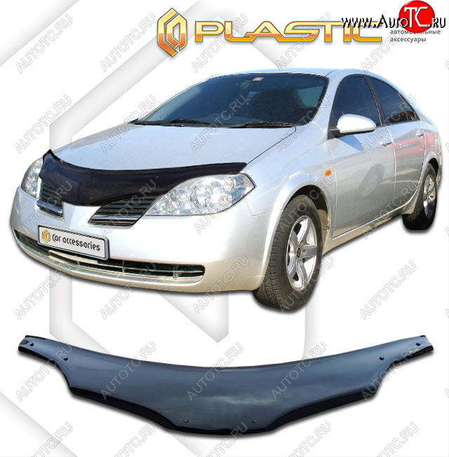 2 499 р. Дефлектор капота (правый руль) CA-Plastic  Nissan Primera  3 седан (2001-2008) (classic черный, без надписи)