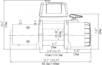 84 999 р. Лебёдка электрическая 12V Runva 12500 lbs 5670 кг короткий барабан, синтетический трос (12.5xssr). Увеличить фотографию 8