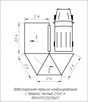 26 999 р. Маркиза автомобильная РИФ комбинированная (прямоугольная с веерной частью) 2,5х2,0 м (левая) (rifavf072020601). Увеличить фотографию 23