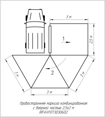 36 999 р. Маркиза автомобильная РИФ комбинированная (прямоугольная с веерной частью) 2.5х3.0 м (правая) (rifavf073030602). Увеличить фотографию 22