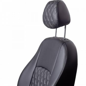 7 299 р. Комплект чехлов для сидений, (РЗСиС 60/40, 2Г Илана+Орегон) ТУРИН РОМБ Lord Autofashion   Chevrolet Niva  2123 (2009-2020) (черный, вставка РОМБ черная, строчка серая). Увеличить фотографию 7
