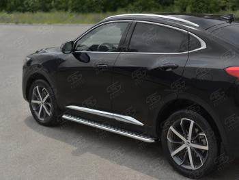 12 649 р. Пороги труба d42 с листом Russtal  Haval F7x (2022-2024) (лист алюминиевый). Увеличить фотографию 2