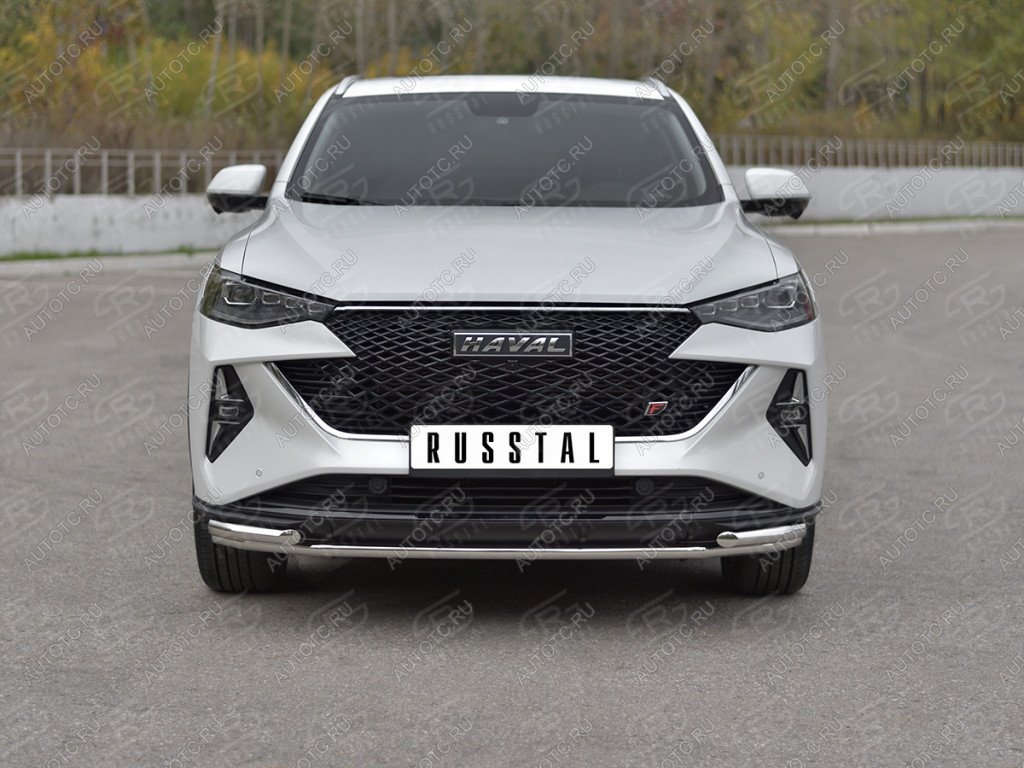 15 499 р. Защита переднего бампера d42 *42 уголки SLITKOFF  Haval F7x (2022-2024)  рестайлинг (серые)