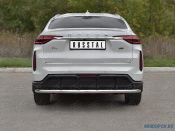 7 649 р. Защита заднего бампера d63 секции Russtal  Haval F7x (2022-2024) (серые). Увеличить фотографию 1