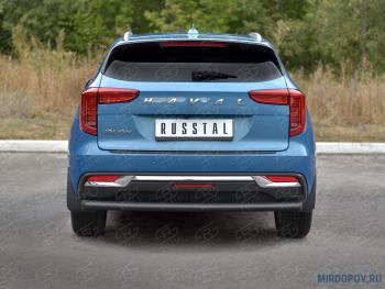 8 099 р. Защита заднего бампера d63 секции Russtal Haval Jolion дорестайлинг (2020-2024) (черные). Увеличить фотографию 1