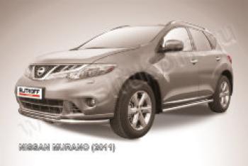 Защита переднего бампера d57+d42 двойная Slitkoff Nissan Murano 2 Z51 рестайлинг (2010-2016) ()