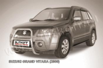 Защита переднего бампера кенгурятник d57 высокий Slitkoff Suzuki (Сузуки) Grand Vitara (Гран) ( JT 5 дверей,  JT 3 двери) (2005-2008) JT 5 дверей, JT 3 двери дорестайлинг, дорестайлинг