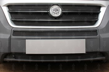 3 899 р. Защитная сетка в бампер (низ, 2 части, ячейка 3х7 мм) Alfeco Стандарт  Fiat Ducato  290 (2014-2024) (Чёрная). Увеличить фотографию 2