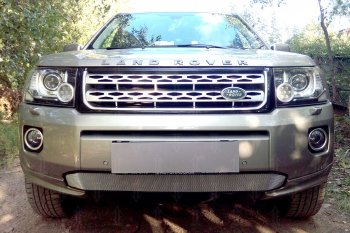 Защитная сетка в бампер (бензин, низ, ячейка 3х7 мм) Alfeco Стандарт Land Rover Freelander L359 1-ый рестайлинг (2010-2012) ()