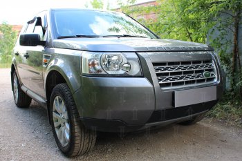 3 199 р. Защитная сетка в бампер (низ, ячейка 3х7 мм) Alfeco Стандарт  Land Rover Freelander  L359 (2006-2010) (Чёрная). Увеличить фотографию 2