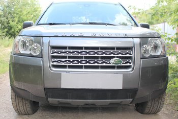 Защитная сетка в бампер (низ, ячейка 3х7 мм) Alfeco Стандарт Land Rover Freelander L359 дорестайлинг (2006-2010)  (Чёрная)
