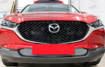 2 999 р. Защитная сетка в бампер (низ, ячейка 3х7 мм) Alfeco Стандарт  Mazda CX-30 (2019-2024) (Хром). Увеличить фотографию 1