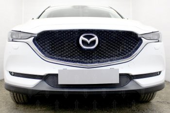 3 099 р. Защитная сетка в бампер (низ, ячейка 3х7 мм) Alfeco Стандарт Mazda CX-5 KF (2016-2024) (Чёрная). Увеличить фотографию 1
