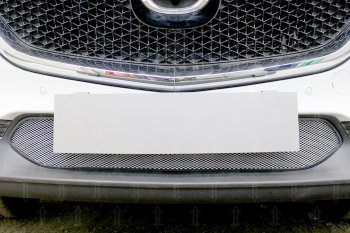 3 199 р. Защитная сетка в бампер (низ, ячейка 3х7 мм) Alfeco Стандарт Mazda CX-5 KF (2016-2024) (Хром). Увеличить фотографию 2