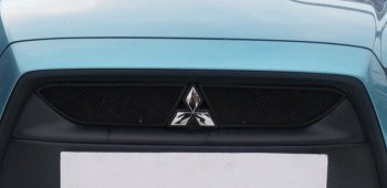 2 899 р. Защитная сетка в бампер (верх, 2 части, ячейка 3х7 мм) Alfeco Стандарт Mitsubishi ASX дорестайлинг (2010-2012) (Чёрная). Увеличить фотографию 2