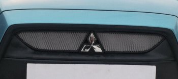3 099 р. Защитная сетка в бампер (верх, 2 части, ячейка 3х7 мм) Alfeco Стандарт Mitsubishi ASX дорестайлинг (2010-2012) (Хром). Увеличить фотографию 2