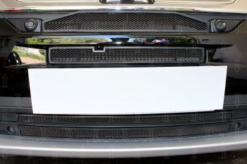 6 999 р. Защитная сетка в бампер (4 части, с парктроником, ячейка 3х7 мм) Alfeco Стандарт  Mitsubishi Outlander  GF (2015-2018) (Чёрная). Увеличить фотографию 3