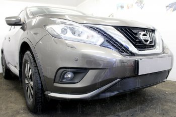 3 499 р. Защитная сетка в бампер (низ, ячейка 3х7 мм) Стрелка11 Стандарт  Nissan Murano  3 Z52 (2015-2022) дорестайлинг (Чёрная). Увеличить фотографию 4