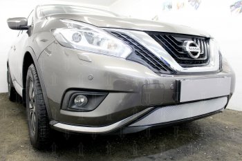 3 699 р. Защитная сетка в бампер (низ, ячейка 3х7 мм) Стрелка11 Стандарт Nissan Murano 3 Z52 дорестайлинг (2015-2022) (Хром). Увеличить фотографию 3