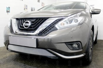 3 699 р. Защитная сетка в бампер (низ, ячейка 3х7 мм) Стрелка11 Стандарт Nissan Murano 3 Z52 дорестайлинг (2015-2022) (Хром). Увеличить фотографию 4