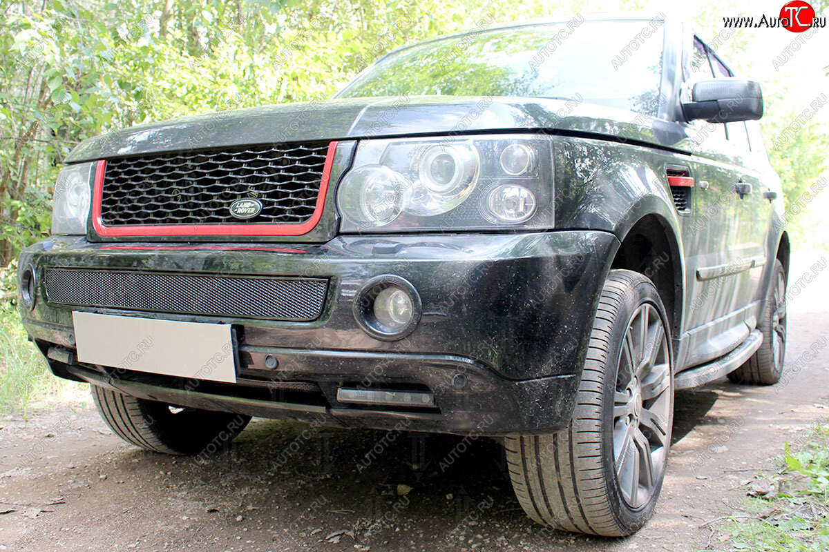 4 499 р. Защитная сетка в бампер (низ, ячейка 4х10 мм) Alfeco Премиум Land Rover Range Rover Sport 1 L320 дорестайлинг (2005-2009) (Чёрная)