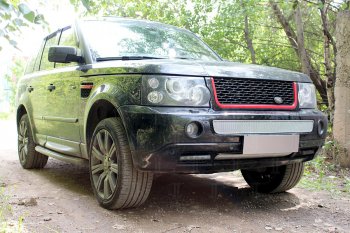 4 599 р. Защитная сетка в бампер (низ, ячейка 4х10 мм) Alfeco Премиум Land Rover Range Rover Sport 1 L320 дорестайлинг (2005-2009) (Хром). Увеличить фотографию 4