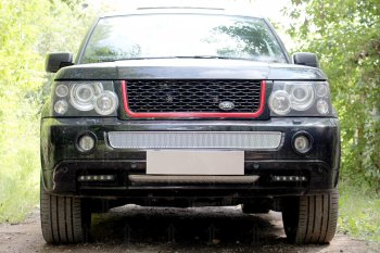 4 599 р. Защитная сетка в бампер (низ, ячейка 4х10 мм) Alfeco Премиум Land Rover Range Rover Sport 1 L320 дорестайлинг (2005-2009) (Хром). Увеличить фотографию 3