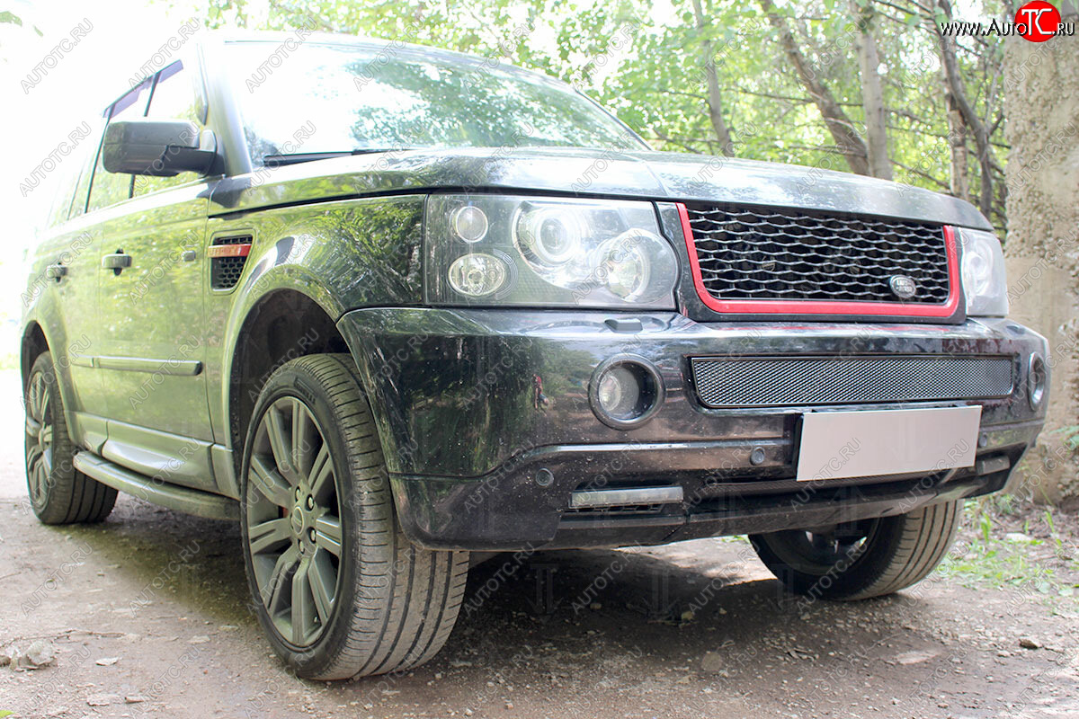 4 199 р. Защитная сетка в бампер (середина, ячейка 4х10 мм) Alfeco Премиум Land Rover Range Rover Sport 1 L320 дорестайлинг (2005-2009) (Чёрная)