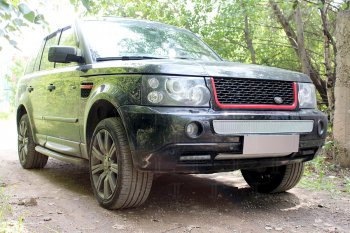 4 299 р. Защитная сетка в бампер (середина, ячейка 4х10 мм) Alfeco Премиум Land Rover Range Rover Sport 1 L320 дорестайлинг (2005-2009) (Хром). Увеличить фотографию 1