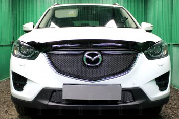 Защитная сетка в бампер (верх, ячейка 4х10 мм) Alfeco Премиум Mazda (Мазда) CX-5 (ЦХ-5)  KE (2015-2017) KE рестайлинг ()