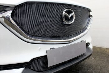 6 299 р. Защитная сетка в бампер (верх, ячейка 4х10 мм) Alfeco Премиум  Mazda CX-5  KF (2016-2024) (Чёрная). Увеличить фотографию 3