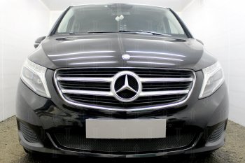 4 949 р. Защитная сетка в бампер (низ, ячейка 4х10 мм) Alfeco Премиум  Mercedes-Benz Vito  W447 (2015-2020) (Чёрная). Увеличить фотографию 1