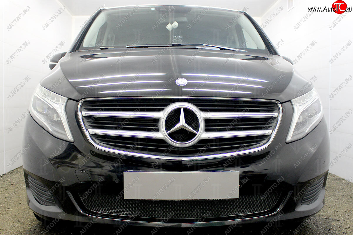 4 949 р. Защитная сетка в бампер (низ, ячейка 4х10 мм) Alfeco Премиум  Mercedes-Benz Vito  W447 (2015-2020) (Чёрная)