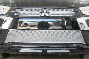 4 999 р. Защитная сетка в бампер (середина, ячейка 4х10 мм) Alfeco Премиум  Mitsubishi ASX (2017-2020) 2-ой рестайлинг (Хром). Увеличить фотографию 1