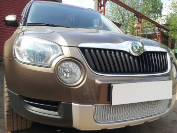 4 299 р. Защитная сетка в бампер (низ, ячейка 4х10 мм) Стрелка11 Премиум Skoda Yeti (2009-2013) (Хром). Увеличить фотографию 4