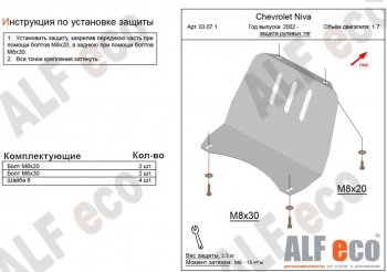 Защита рулевых тяг (V-1,7) Alfeco Лада (ваз) Нива Трэвел (Niva) (2021-2024) (212300-80)