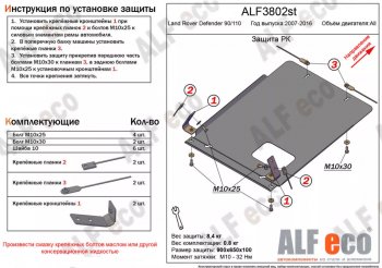 Защита раздаточной коробки Alfeco  Defender 110  1 L316, Defender 90  1 L316  (Алюминий 4 мм)