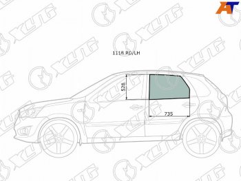 2 299 р. Стекло боковое опускное (Сзади Слева Цвет зеленый) Datsun mi-Do 14-  on-DO 14-19  LADA Granta 11 (1118 RD/LH). Увеличить фотографию 1