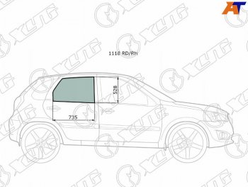 2 299 р. Стекло боковое опускное (Сзади Справа Цвет зеленый) Datsun mi-Do 14-  on-DO 14-19  LADA Granta 1 (1118 RD/RH). Увеличить фотографию 1