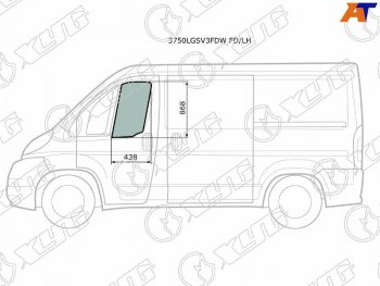 2 399 р. Стекло боковое опускное (Спереди Слева Цвет зеленый) Peugeot Boxer 06-  Citroen Jumper 06-  Fiat (3750LGSV3FDW FD/LH). Увеличить фотографию 1