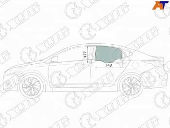 2 379 р. Стекло боковое опускное (Сзади Слева Цвет зеленый Крепления) Hyundai Solaris 17-20  Accent 17-22 (4168LGNS4RD RD/LH). Увеличить фотографию 1