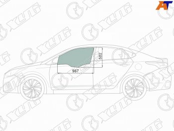 2 199 р. Стекло боковое опускное (Спереди Слева Цвет зеленый Крепления) Hyundai Solaris 17-20  Accent 17- (4168LGNS4FD FD/LH). Увеличить фотографию 1