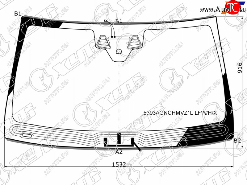 13 749 р. Стекло лобовое (Обогрев щеток Две камеры Датчик дождя Молдинг COUPE) Mercedes-Benz GLE Coupe 14- (5393AGNCHMVZ1L LFW/H/X)