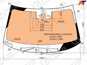 22 699 р. Стекло лобовое (Обогрев полный Одна камера Датчик дождя) Mitsubishi Outlander 12-                  (5697AGSCHMV1L LFW/W/X). Увеличить фотографию 1